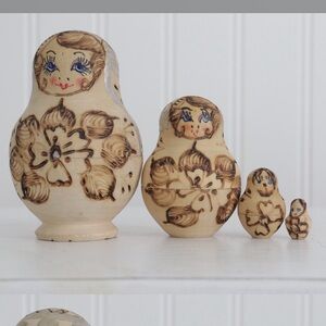 Vintage stacking neutral wooden dolls
